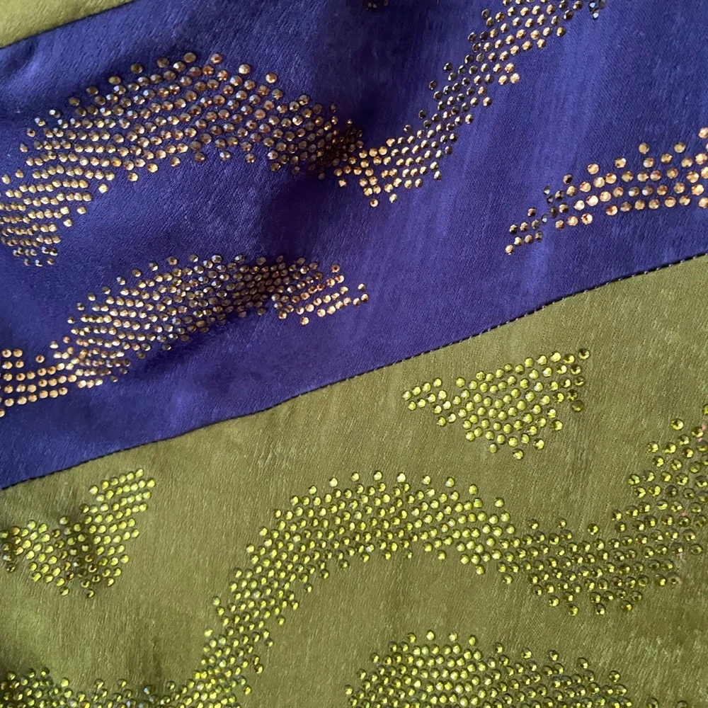 RAISA VANESSA Wave Color-block One- Shoulder Satin Gown 💜♥️💚 - Picture 6 of 9